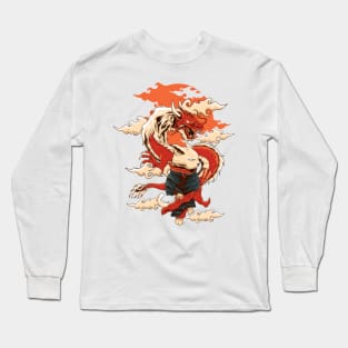 Japanese dragon with fox Long Sleeve T-Shirt